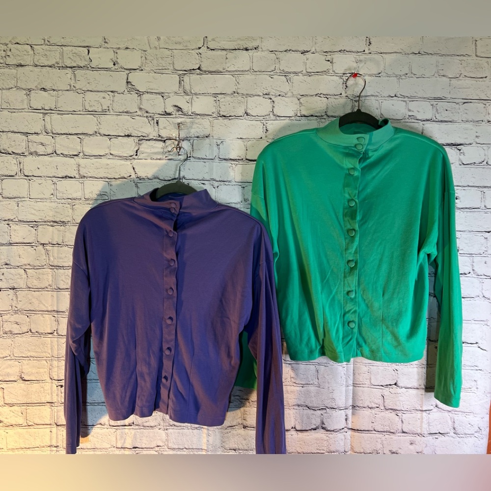 Women's Button Down Shirt - Purple and Green